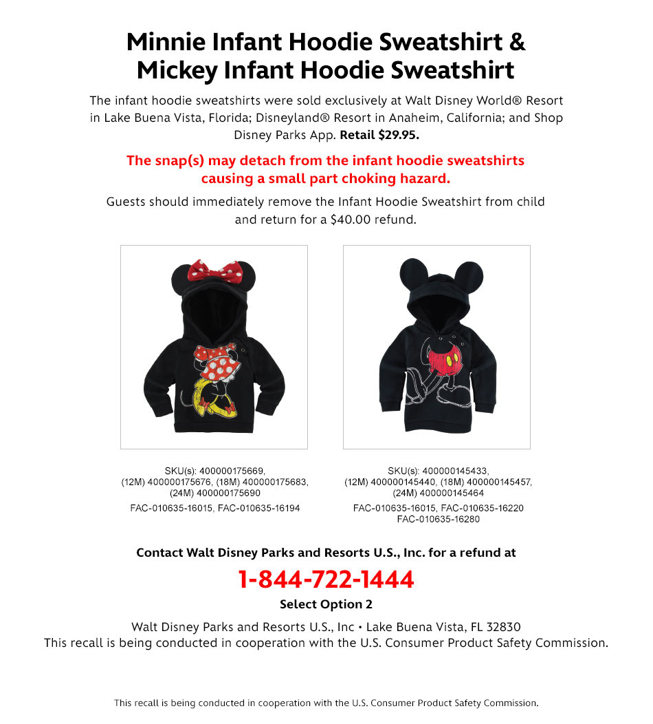 Safety Recall - Darth Vader Infant Bodysuit & Disneyland 60th Infant Bodysuit
